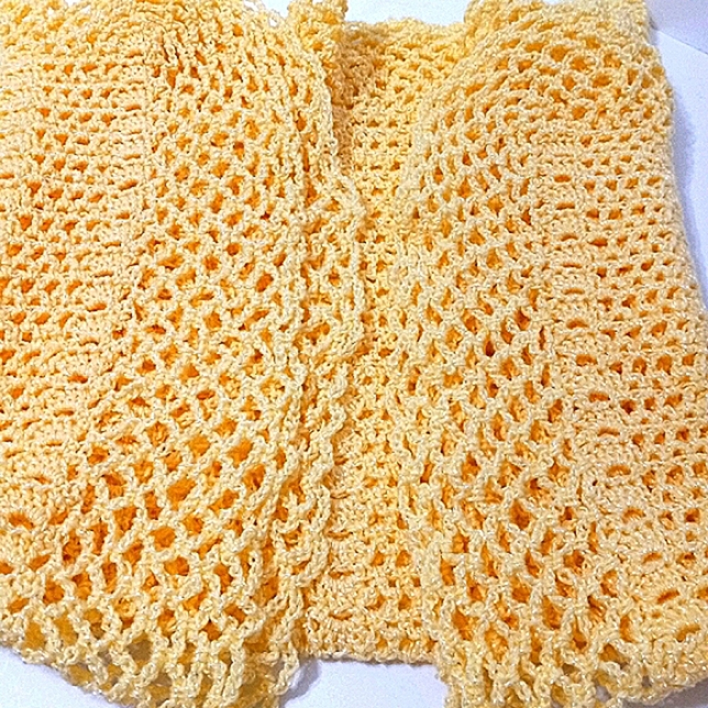 Hand Made Crochet Yellow Lace Baby Blanket